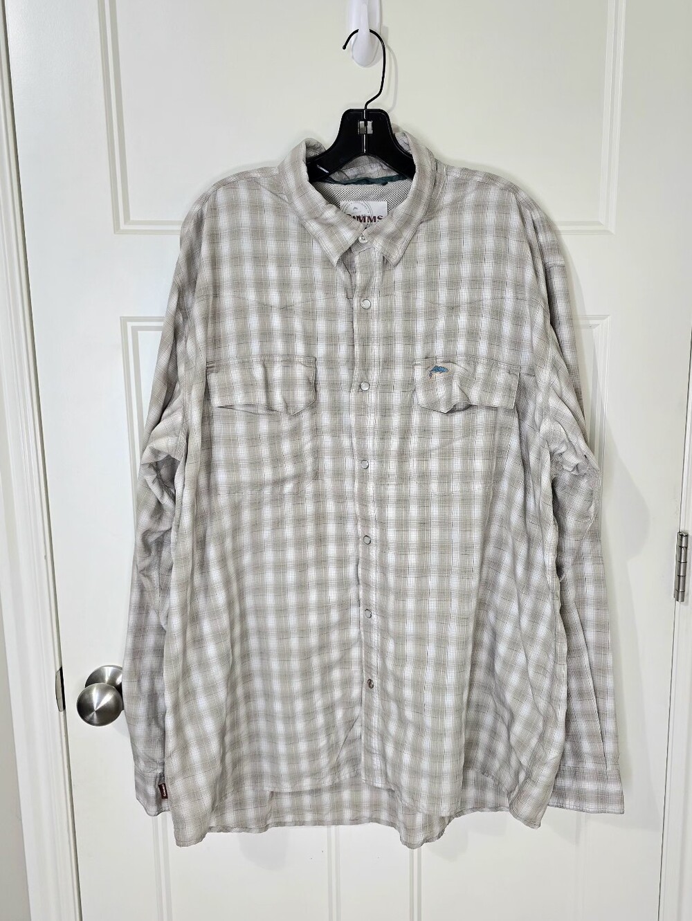 Simms Men's Big Sky Long Sleeve Shirt Tan Plaid XXL Fishing Outdoor - Picture 2 of 10